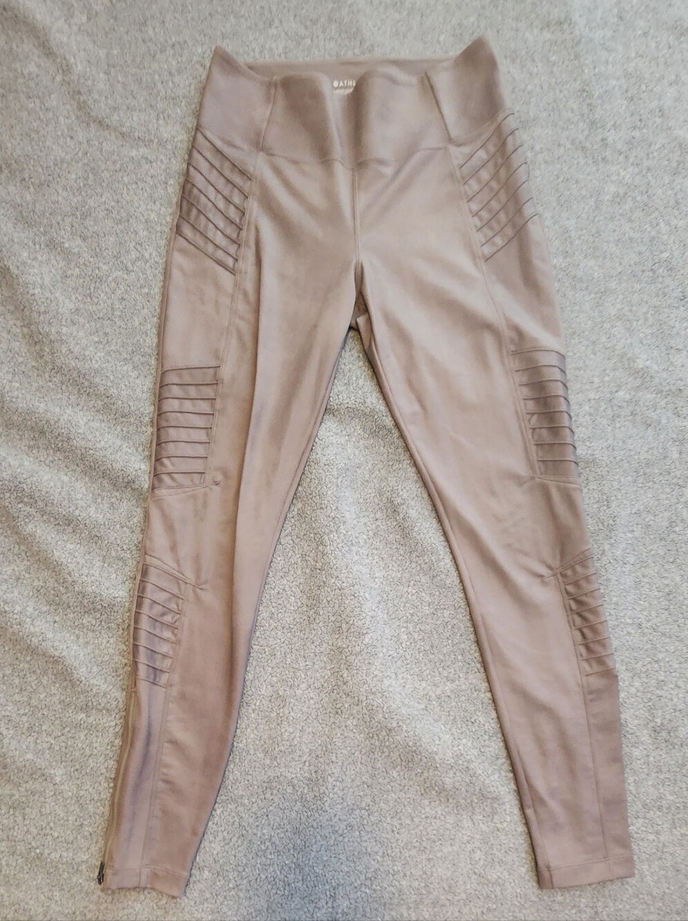 Athleta Dempsey Gleam Intro to Tight Leggings Gray Size S Moto Style 27” Inseam